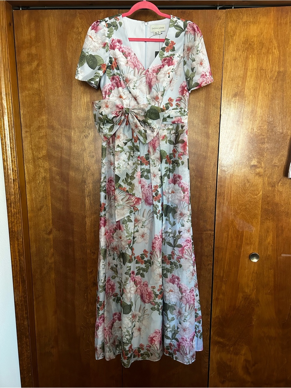 Sachin + Babi Floral V-Neck Maxi Dress in Pink & Green